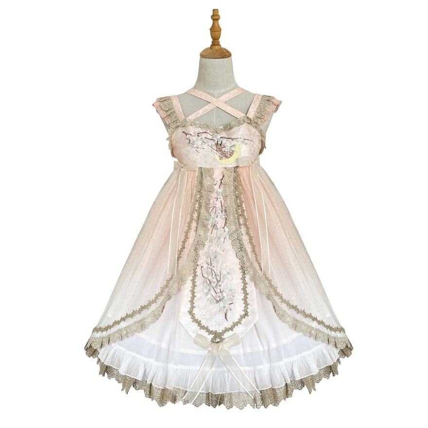 花柄アンティーク♡ロリータセットアップ 華ロリ セットアップ 付け袖 JSK 中華刺繍 花柄 ガーリー 甘め 量産型