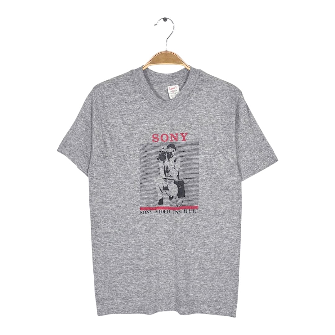 80s SONY ソニー 企業系 USA製 ヴィンテージ Tシャツ ハンディーカム ビデオカメラ グレー シングルステッチ サイズM BZ0613