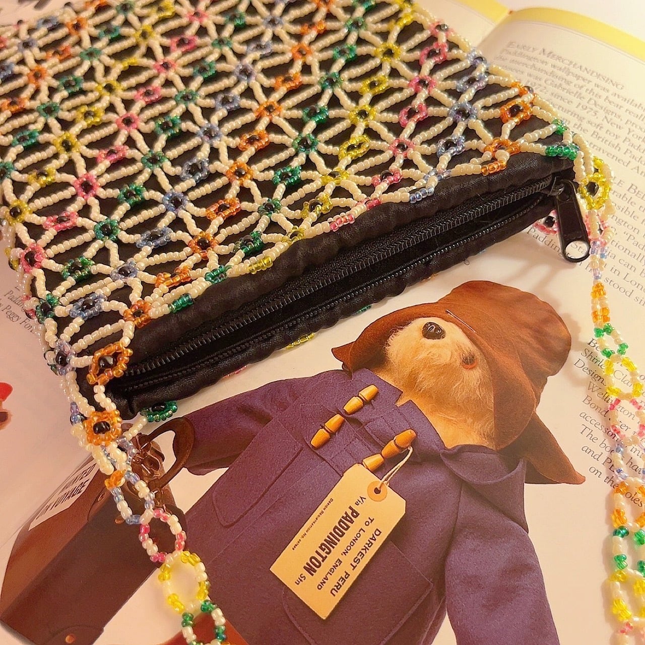 colorful mini beads shoulder bag