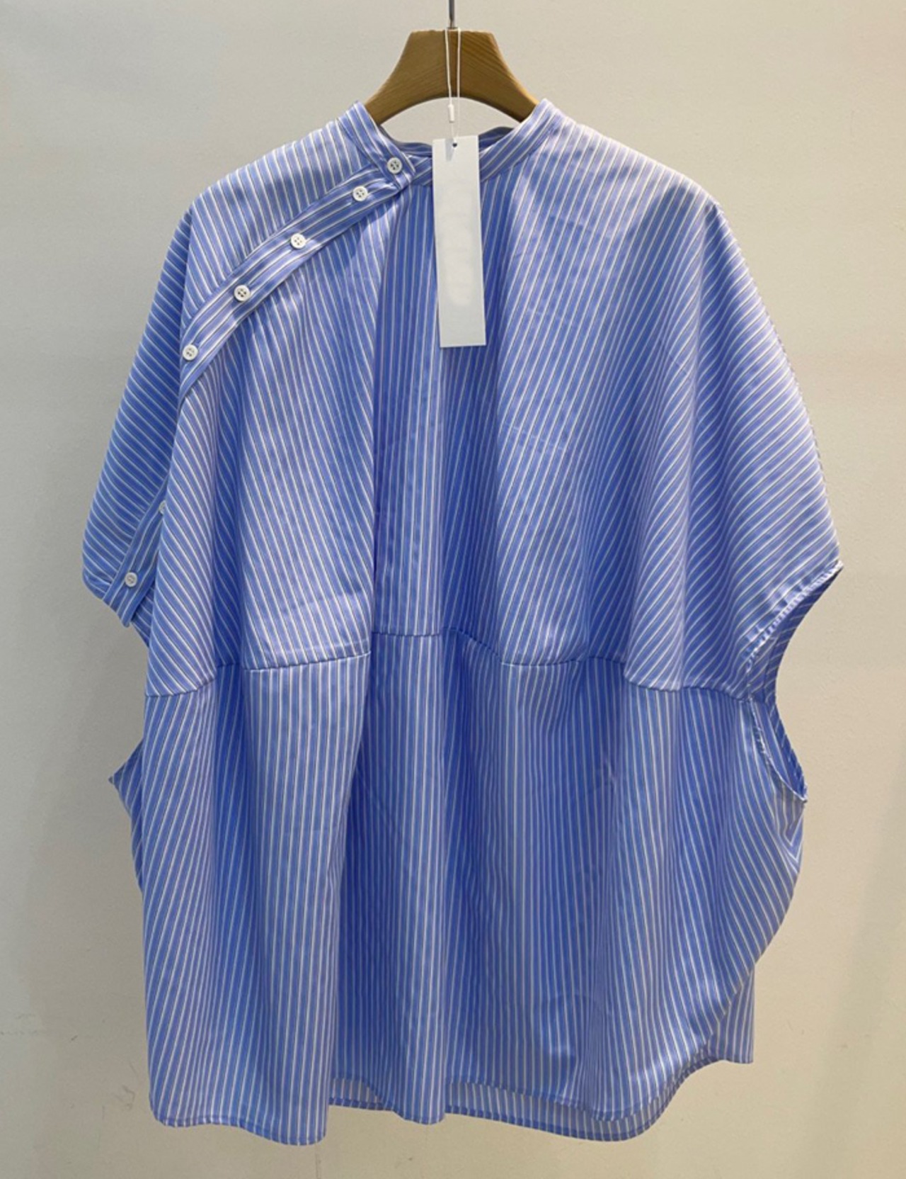 【新作5%OFF・3日間】Slash-line Button Stripe Shirts_2colors
