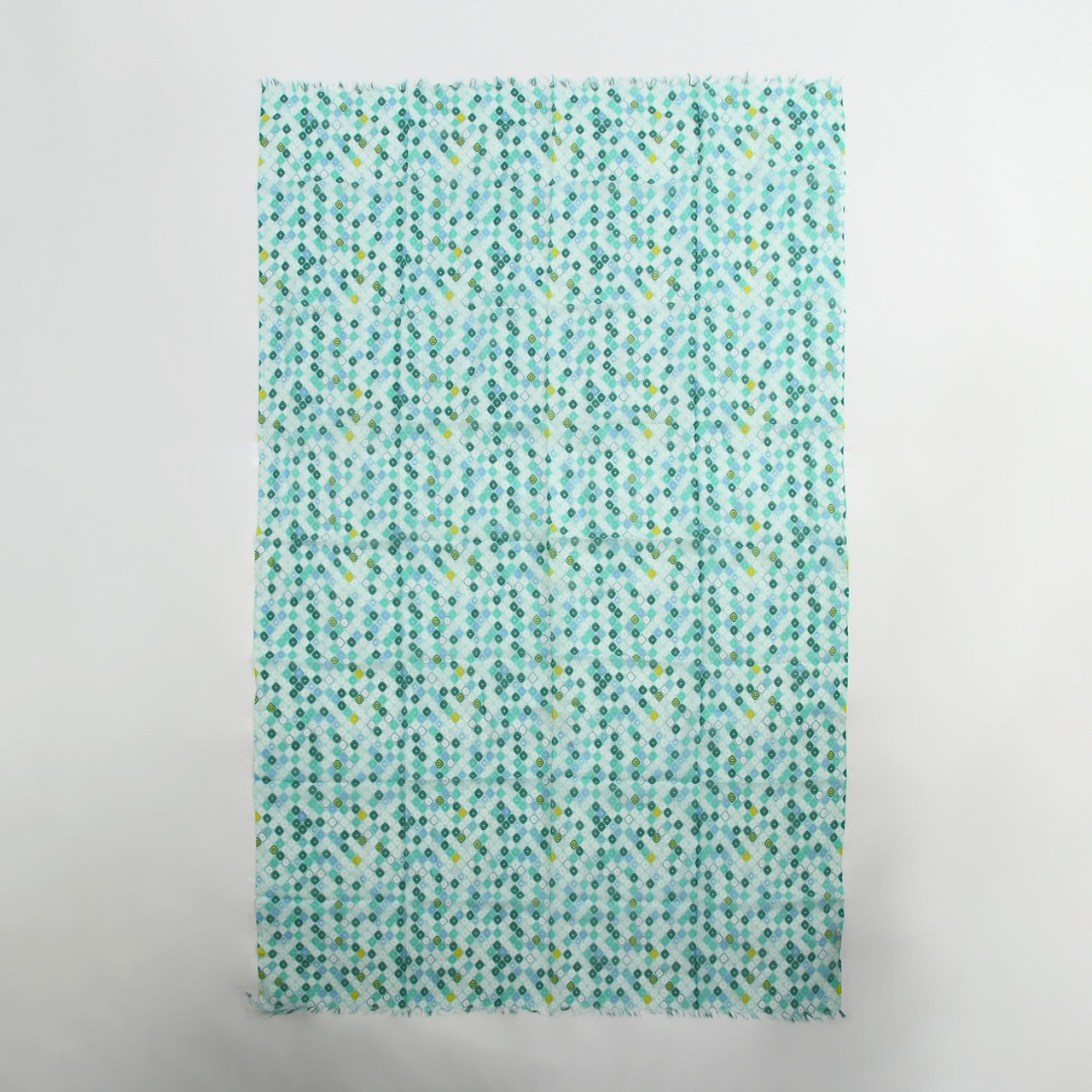 幾何学柄ストール スカーフ 大判コットンストール 幾何学模様 グリーン