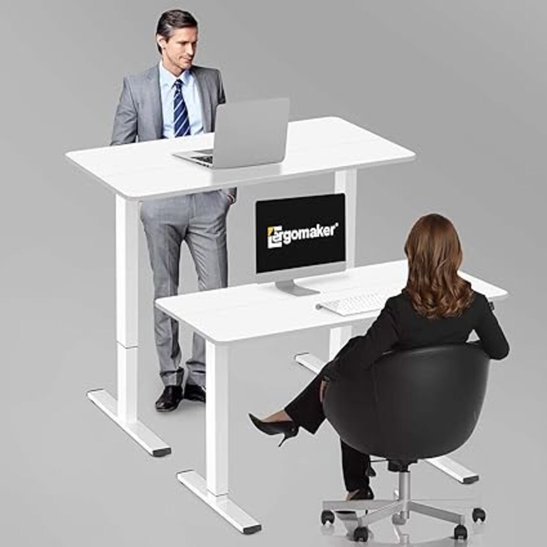 ERGOMAKER 電動式昇降デスク スタンディングデスク（幅110×奥行60cm 