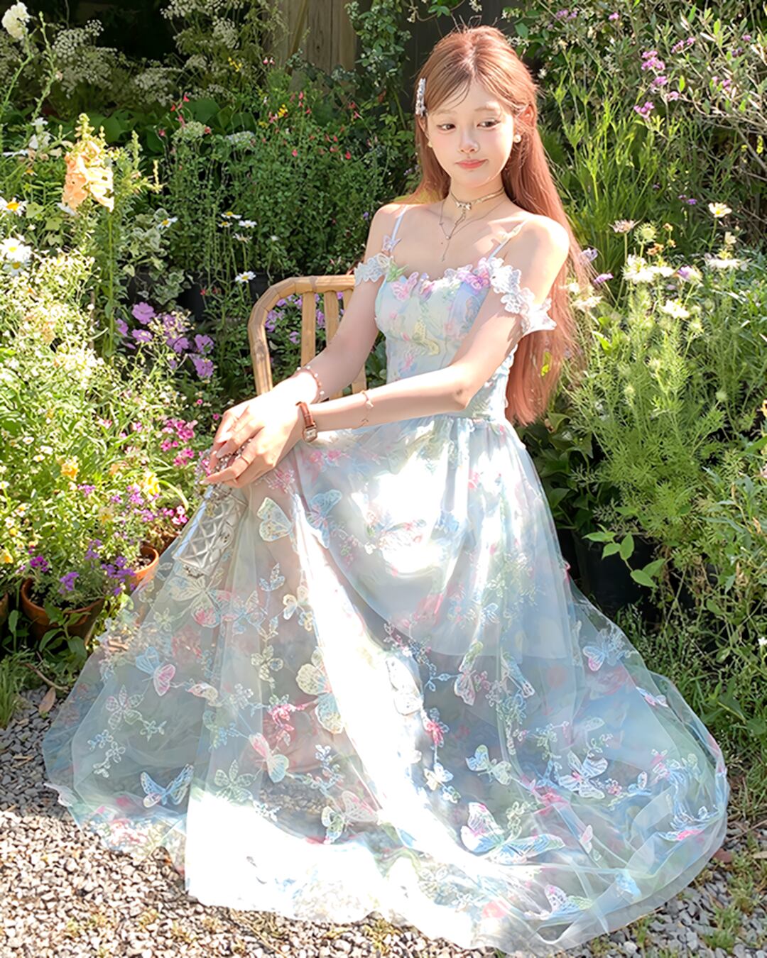 ピュアバタフライブルーガーデンワンピース 2505085