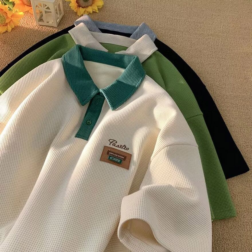 サブカル 服 地雷系 通販 アメカジ 半袖 シャツ ワッフル加工 ユニセックス 春夏服