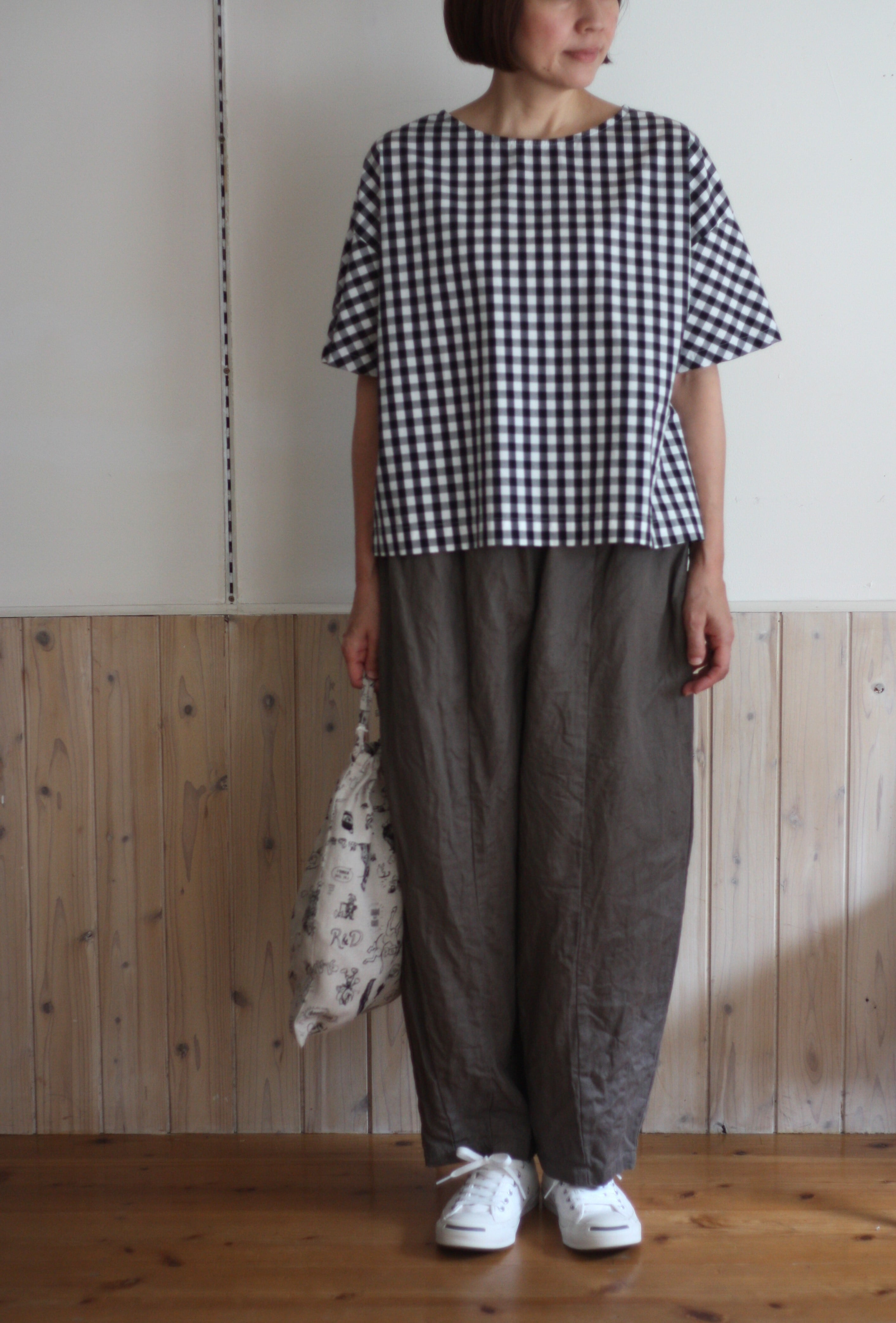 R&D.M.Co- オールドマンズテーラー GINGHAM CHECK OVER SIZE H/ T