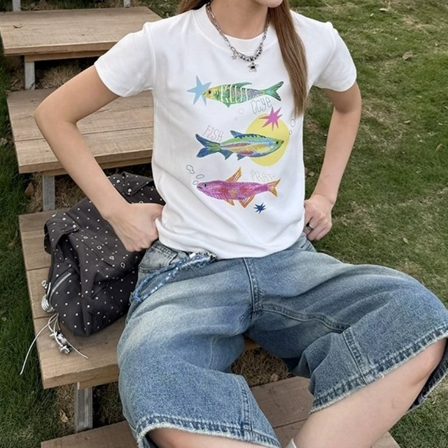 フィッシュグラフィックTシャツ 2col   R02277