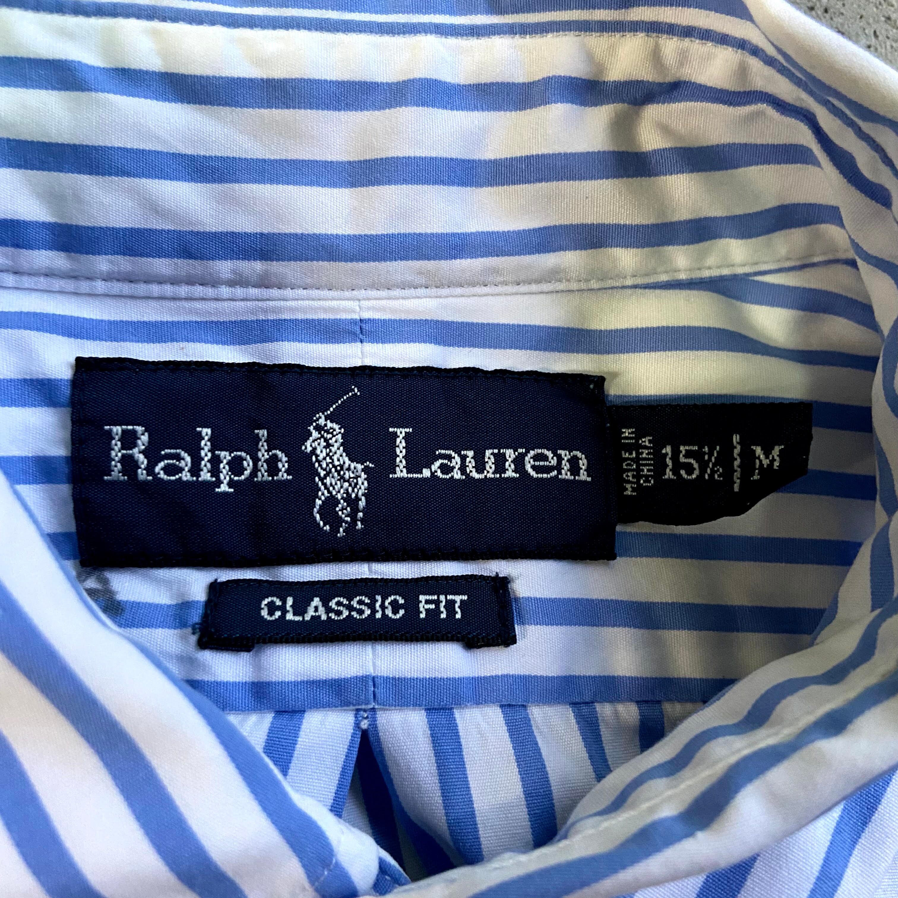Ralph Lauren ラルフローレン ブルー×ホワイト 長袖 ストライプシャツ