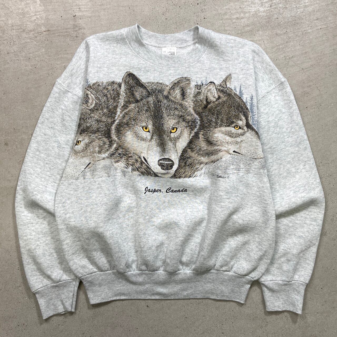 90年代 Jasper Canada スーベニア アニマルプリント スウェットシャツ