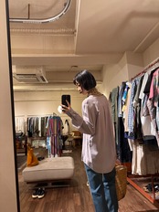 rich&royal ペールパープルオープンカラーシルクブラウス
