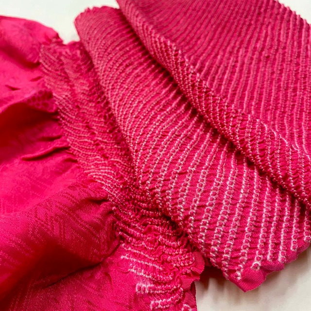 帯揚げ 帯揚 ピンク 訳あり 振袖 絞り 小紋 紬 訪問着 普段着用 礼装用 正絹 絹100％ 和装小物 中古 3782