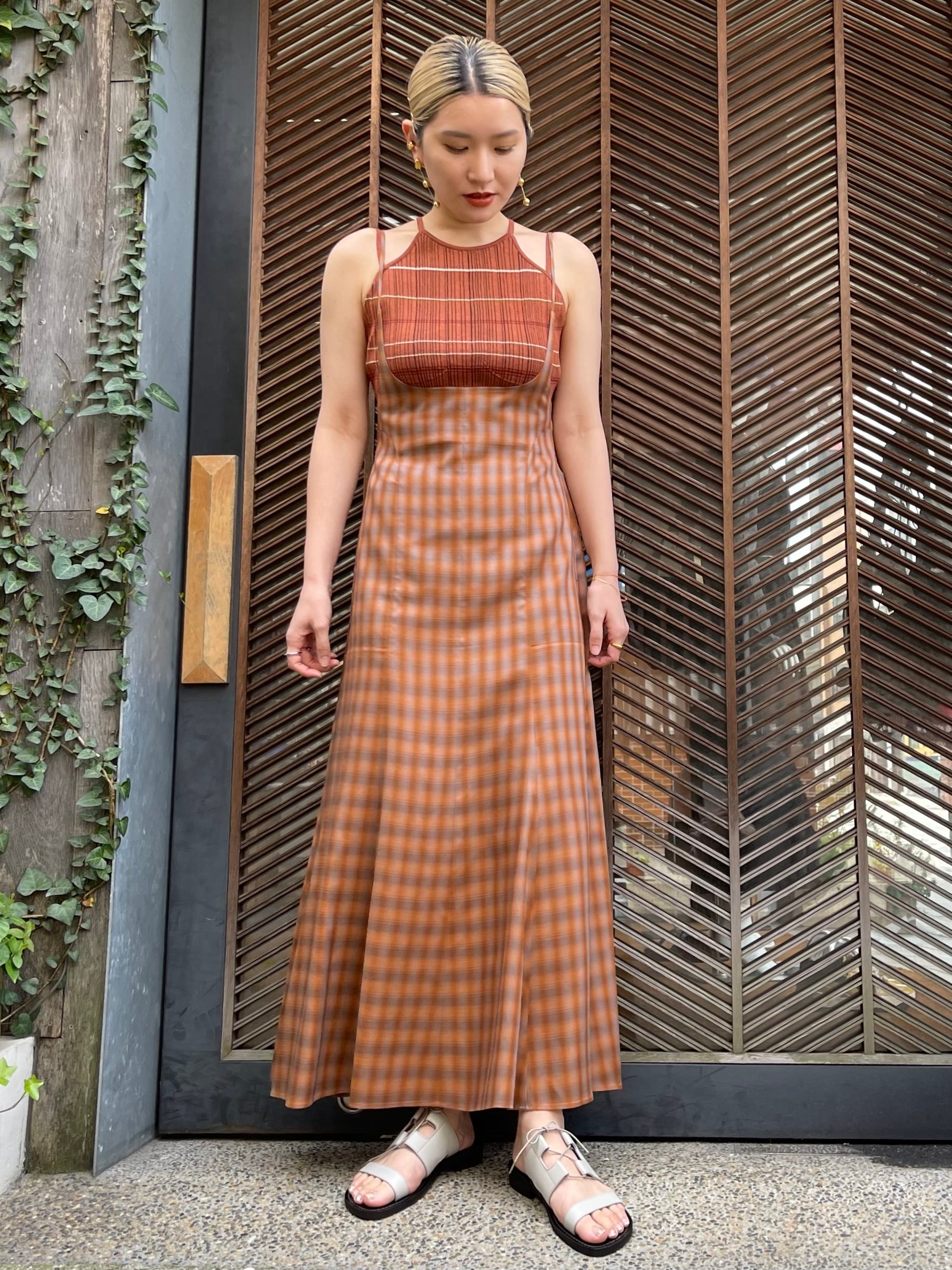 23SS】Mame Kurogouchi マメクロゴウチ / Linen Mix Ombre Check 