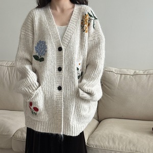 floral oversized v-neck cardigan J00013