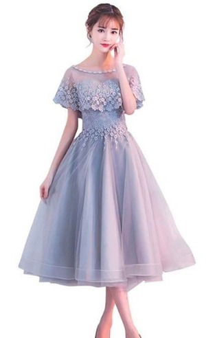 送料無料 未使用 発表会 イベント M 9号 ケープ付 ミディアム ドレス [OPN1183]