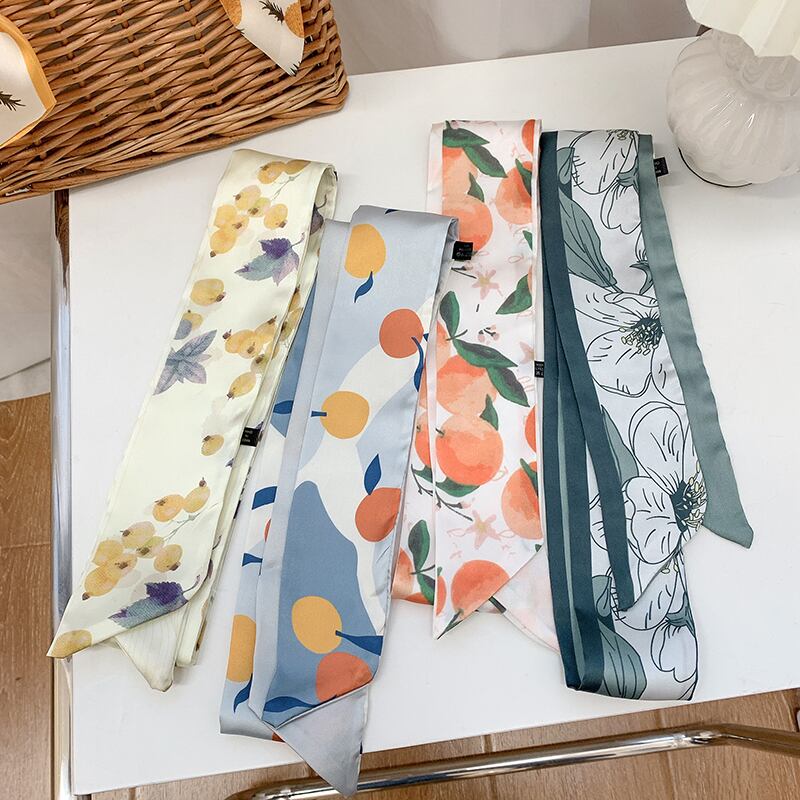 ロングスカーフ ヘアバンド スタンダードサマー レトロ 夏物 ヘアアクセサリー シルク ブラック・アイド・ピーズ98512904589