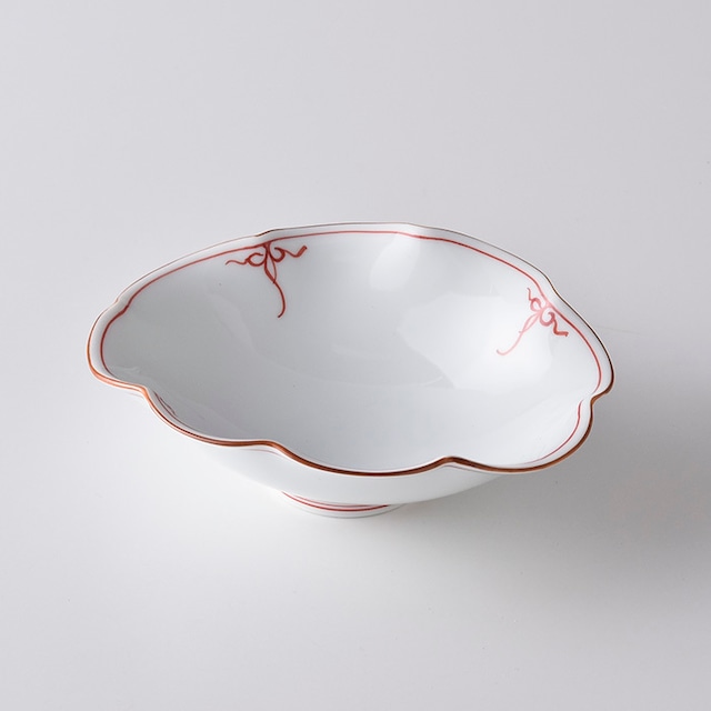 瓔珞（赤）　菊型楕円皿