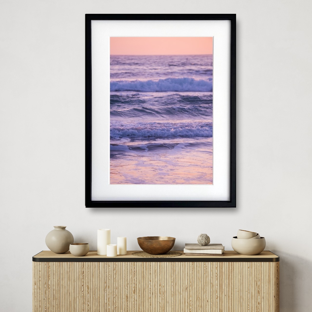 sunset wave|夕焼けの海が広がる癒しのアートポスター|紫と桃色のグラデーションが空間を優しく彩る一枚|A3ポスター