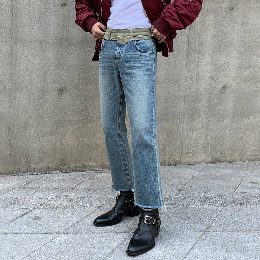 全1色 デニム パンツ ストレート カジュアル 無地 おしゃれ