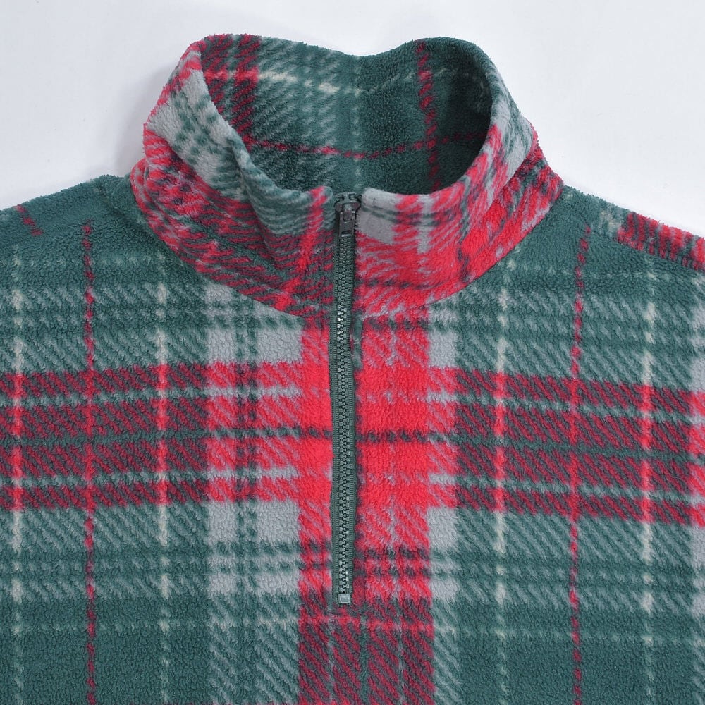 90s～ MONTANA BLUES チェック プルオーバー フリースジャケット 総柄