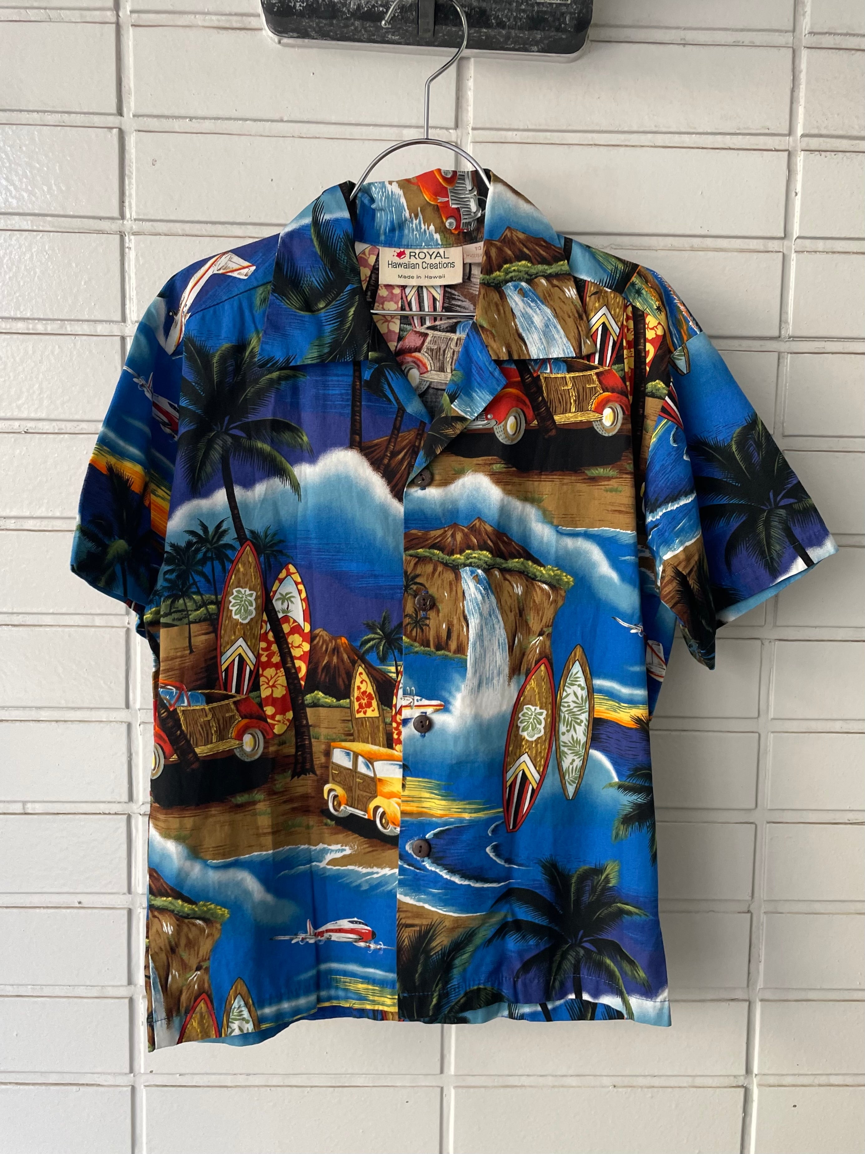 (KD438)120-130cm Kids aloha shirt & shorts