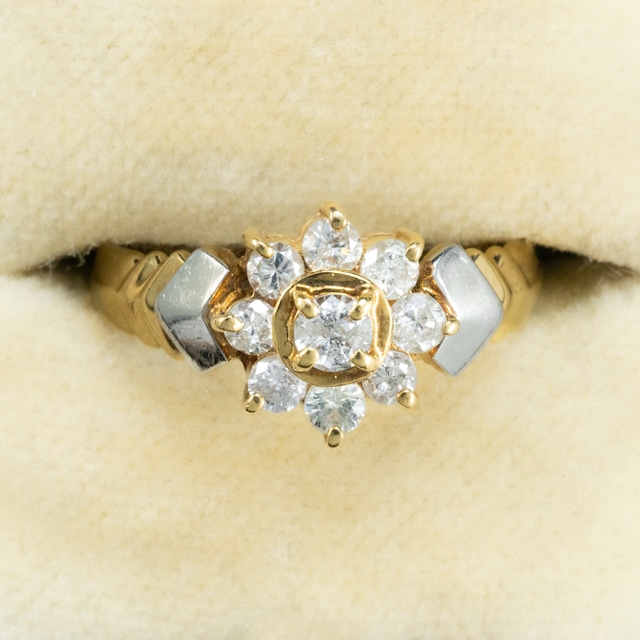 【日本の作品】昭和レトロ ヴィンテージ K18/Pt900  ダイヤモンド0.59 MOR00554