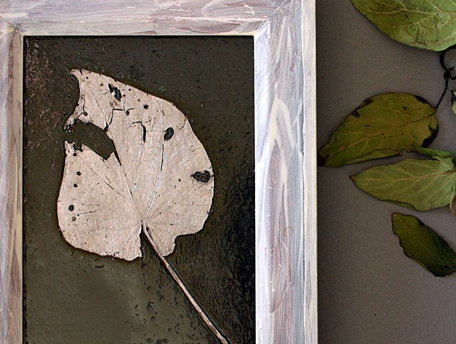 刻の葉 − TOKI NO HA − オオバキの葉を焼き付けた、時を飾るインテリアガラス１