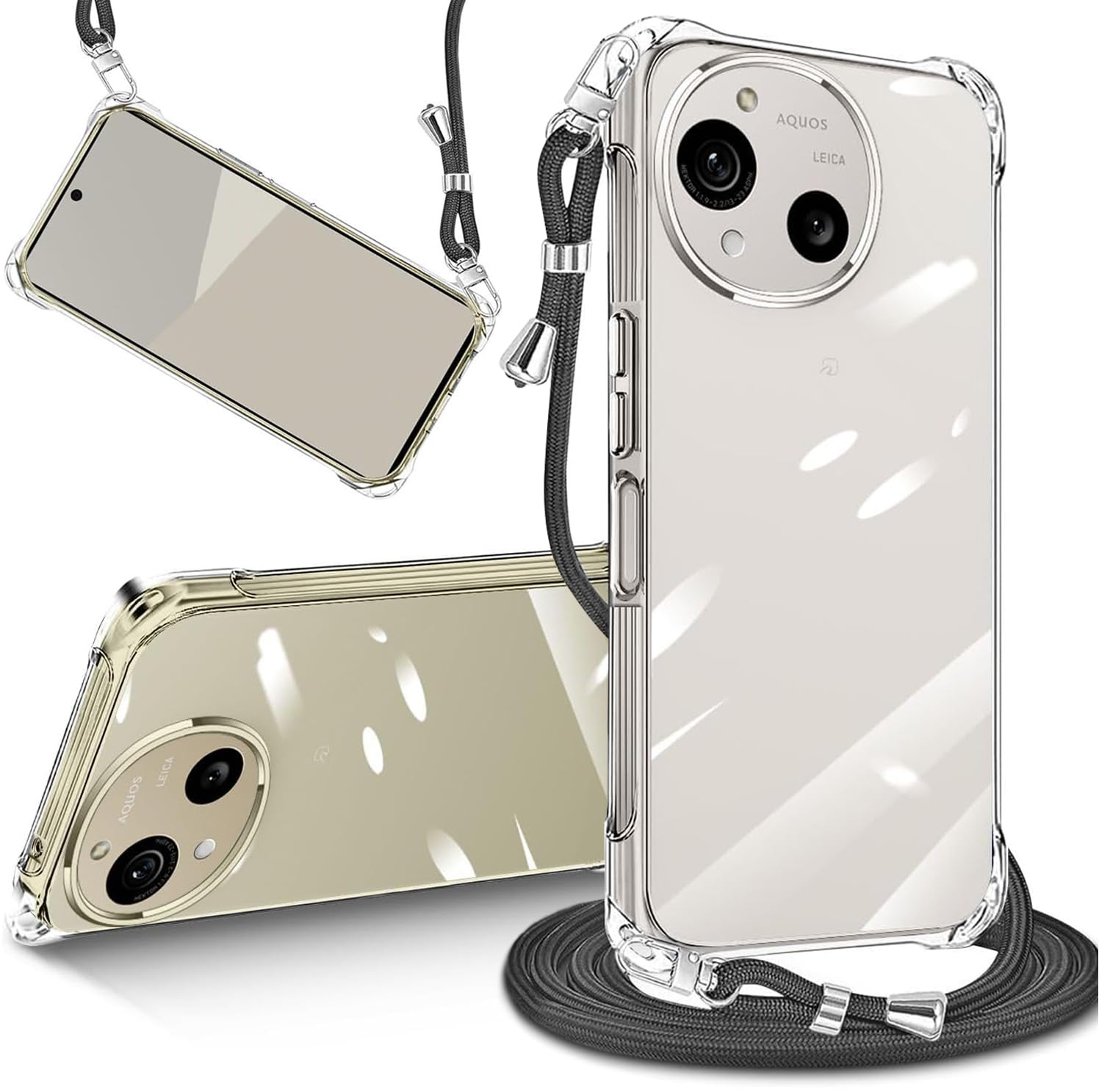 tuulaasii For AQUOS R10/R9 ケース クリア ショルダー シャープ SH-51F/SH-51E SH-M28 肩掛け TPU