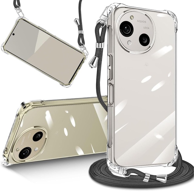tuulaasii For AQUOS R10/R9 ケース クリア ショルダー シャープ SH-51F/SH-51E SH-M28 肩掛け TPU