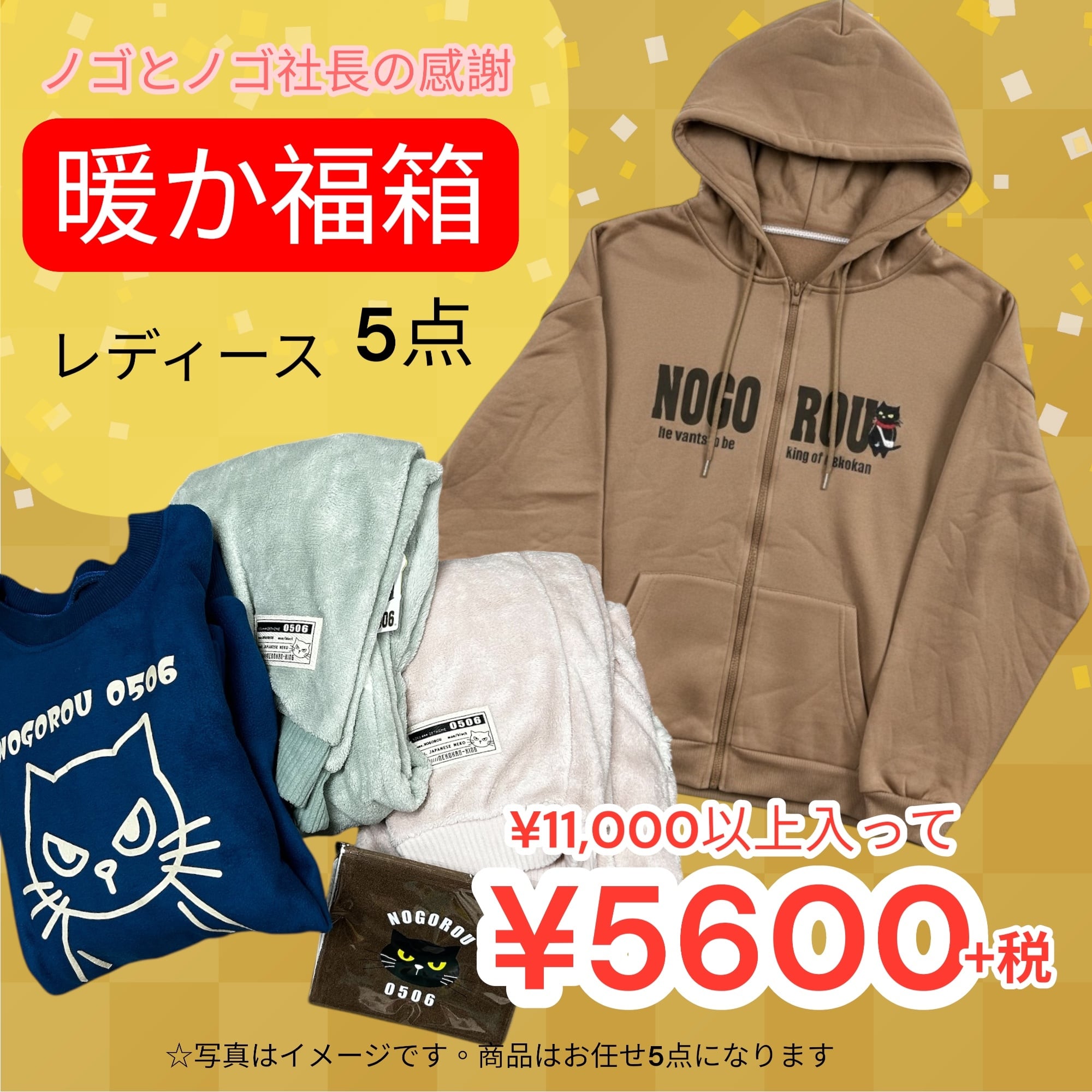 数量限定 ノゴとノゴ社長の感謝 5点入り暖か福箱 レディースサイズ