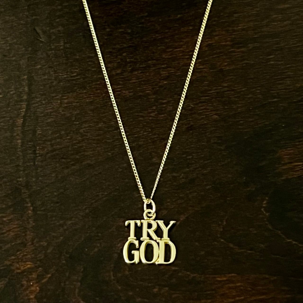 VINTAGE TIFFANY & CO. TRY GOD 14K Gold Charm Necklace