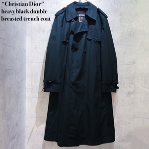 "Christian Dior"heavy black double breasted trench coat