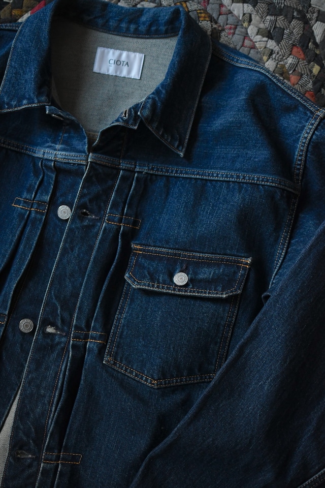 CIOTA / Single Pocket Denim Jacket (Dark Blue Damage)