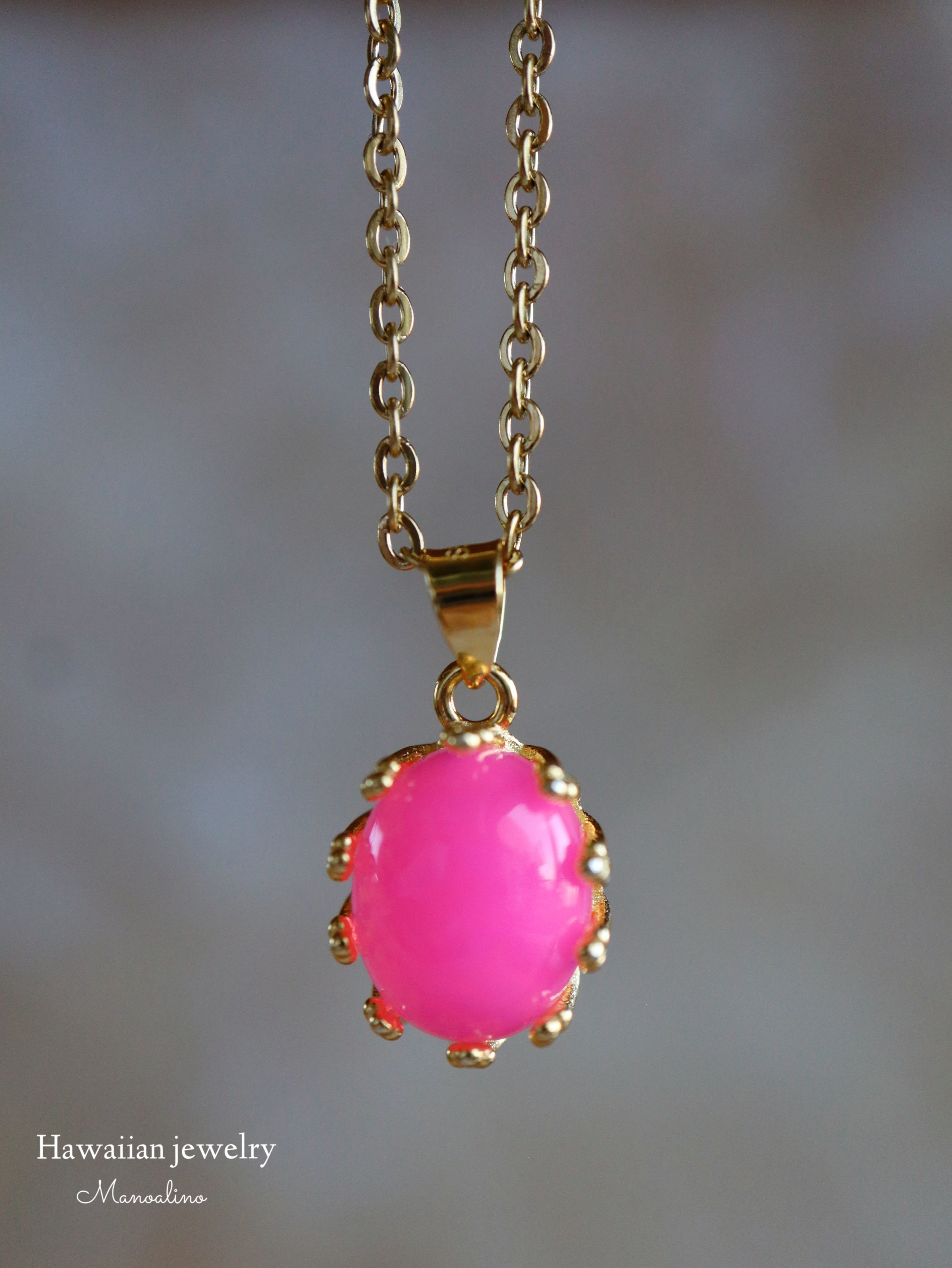 Pink color opal Necklace(天然石ピンクカラーオパールネックレス