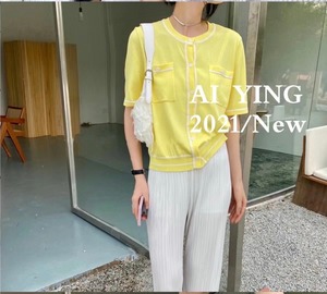 5部袖　ライン入りカーデ　AJ111-3030