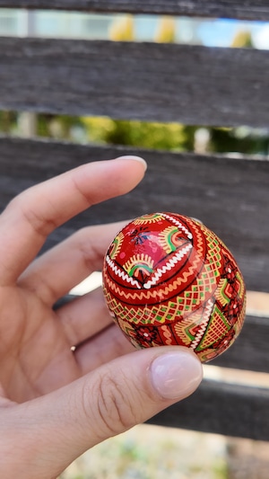 装飾用木製プィサンカ（イースターエッグ）with stand　コロミヤモデル