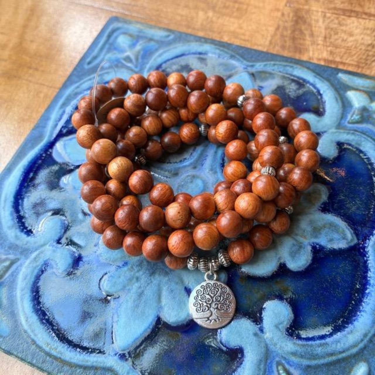 TOPANGA Jewelry　MARAブレスレット　ローズウッド　生命の木　ロングネックレス　数珠　瞑想　ヨガ　ラップブレス　天然石　108個　マーラ