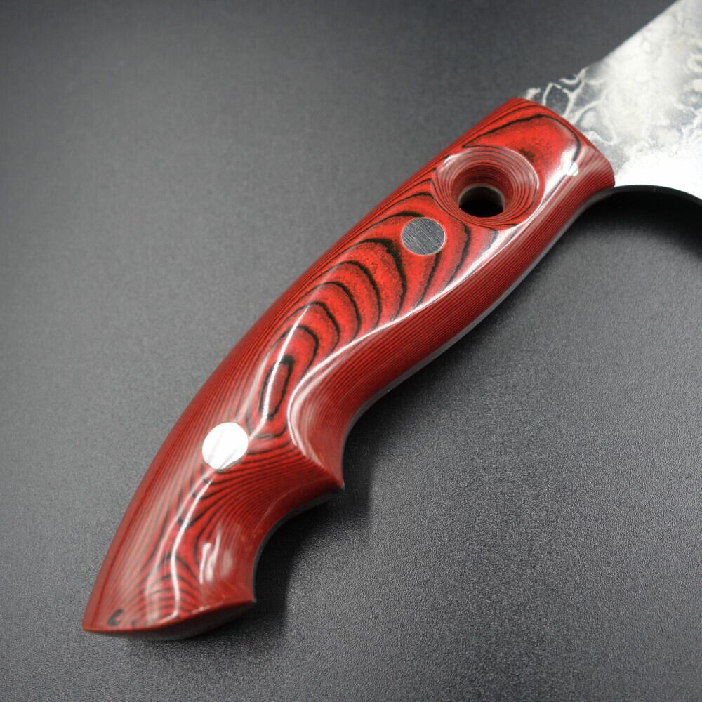 佐治作 包丁 牛刀 210mm VG10 ダマスカス 赤黒マイカルタハンドル