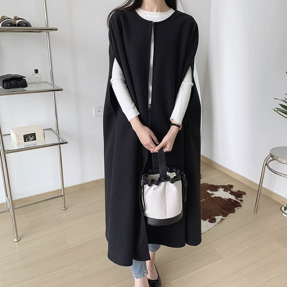全3色 ロングジレ ロングベスト 袖なし コート ベスト ジャケット