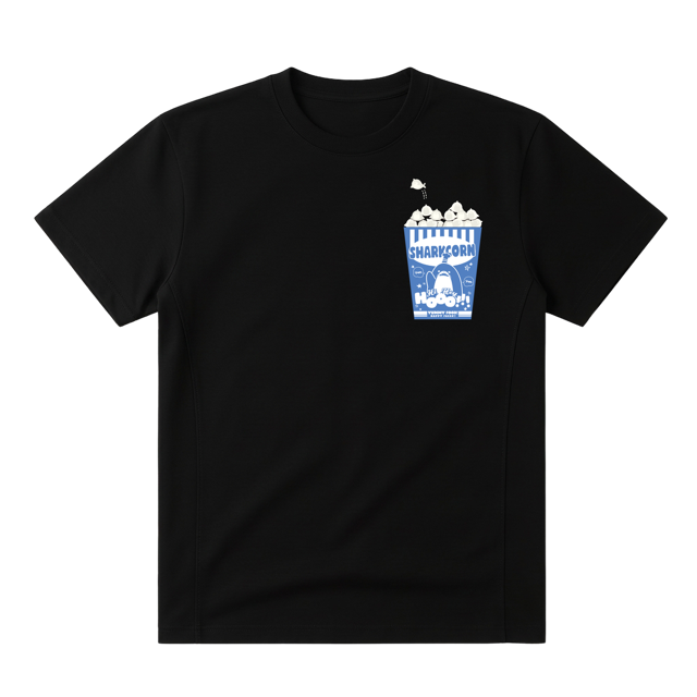 SHARK SNACK TIME【サメの ポップコーン 胸ポケTシャツ】