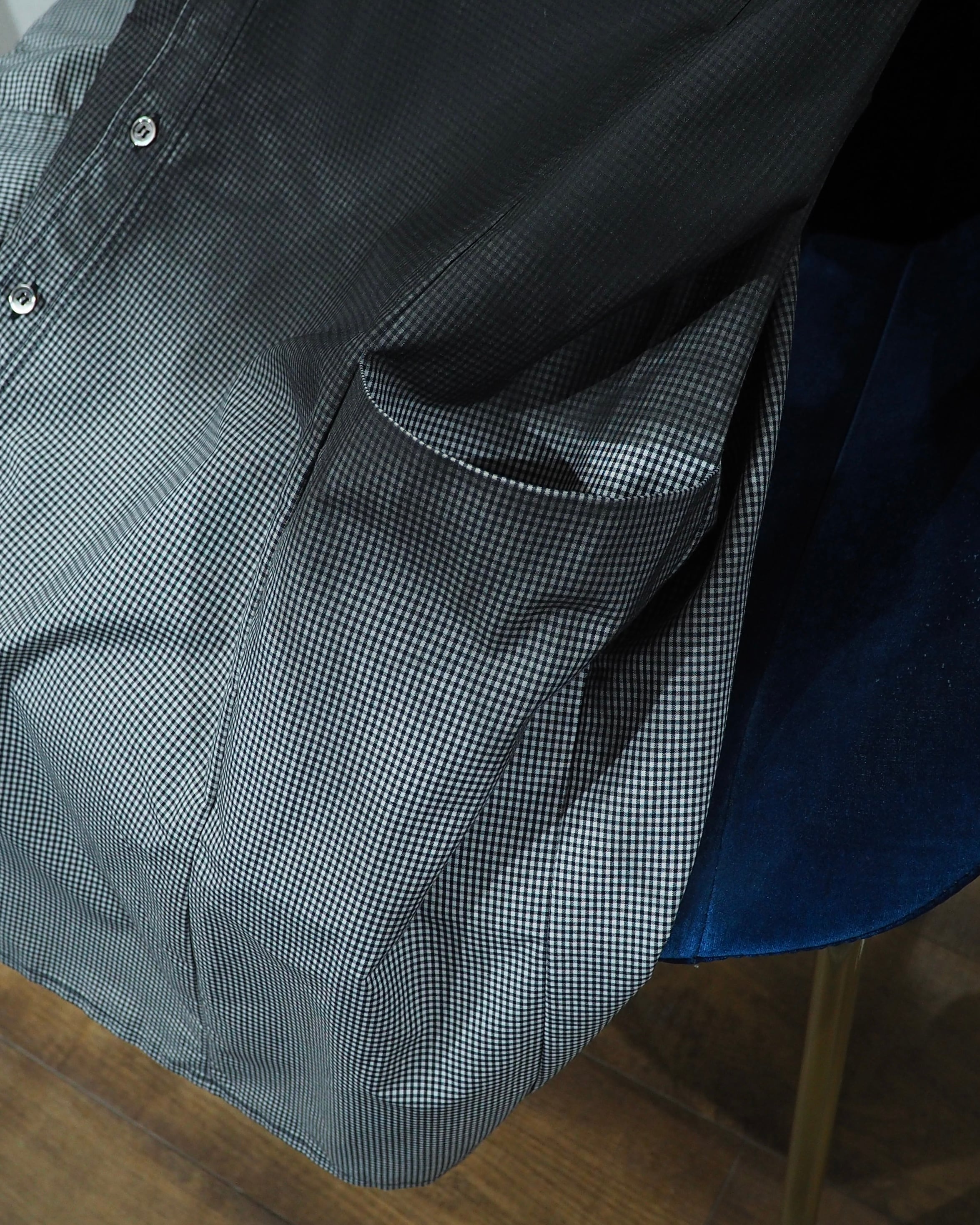 " DIET BUTCHER SLIM SKIN " Beautiful Gradation × Gingham Check Long Length Shirt