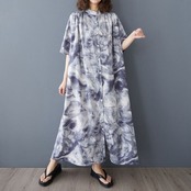 ニュアンス柄 バンドカラー ワンピース  30191