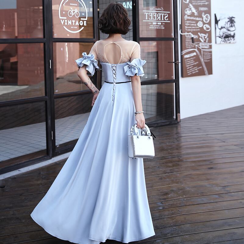 フランス製 ドレス ヴィンテージ ビンテージ シフォン エレガント 水色