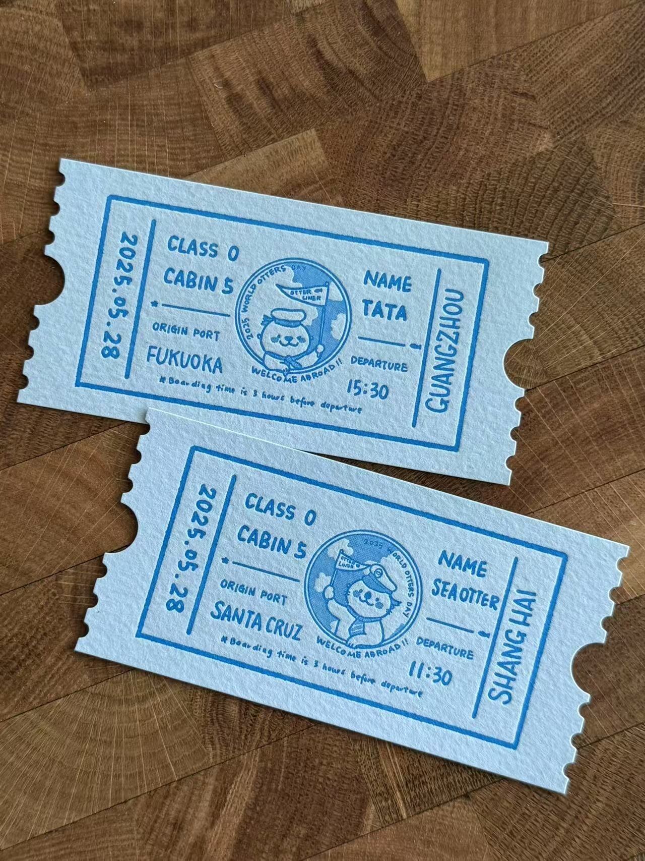 世界カワウソの日限定 カワウソ＆ラッコ船長Letterpressしおり２枚