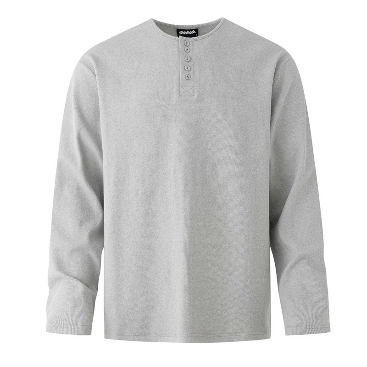ワッフルヘンリーネックフィット長袖Tシャツ　1241