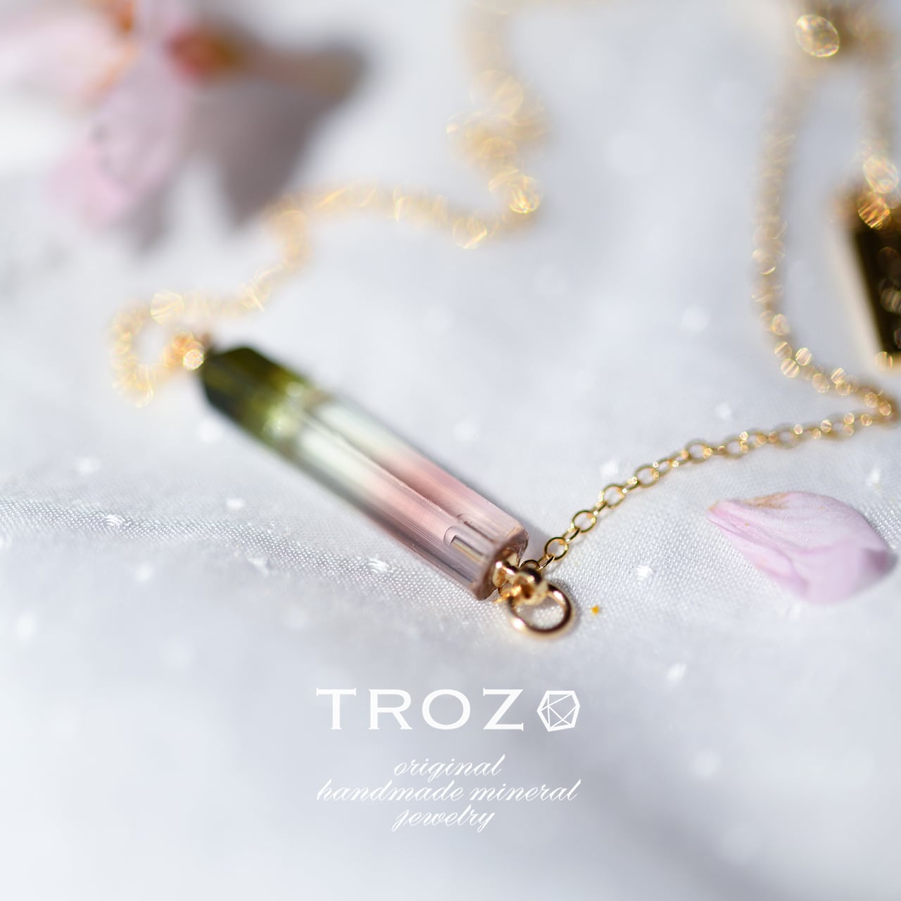 14kgf バイカラートルマリンとダイヤモンドのブレスレット 14kgfバイ