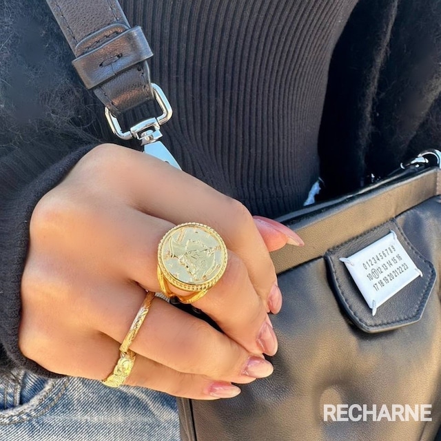 Hawaii an mercury dime ring 24K.ピンク.グリーンゴールドコーティング