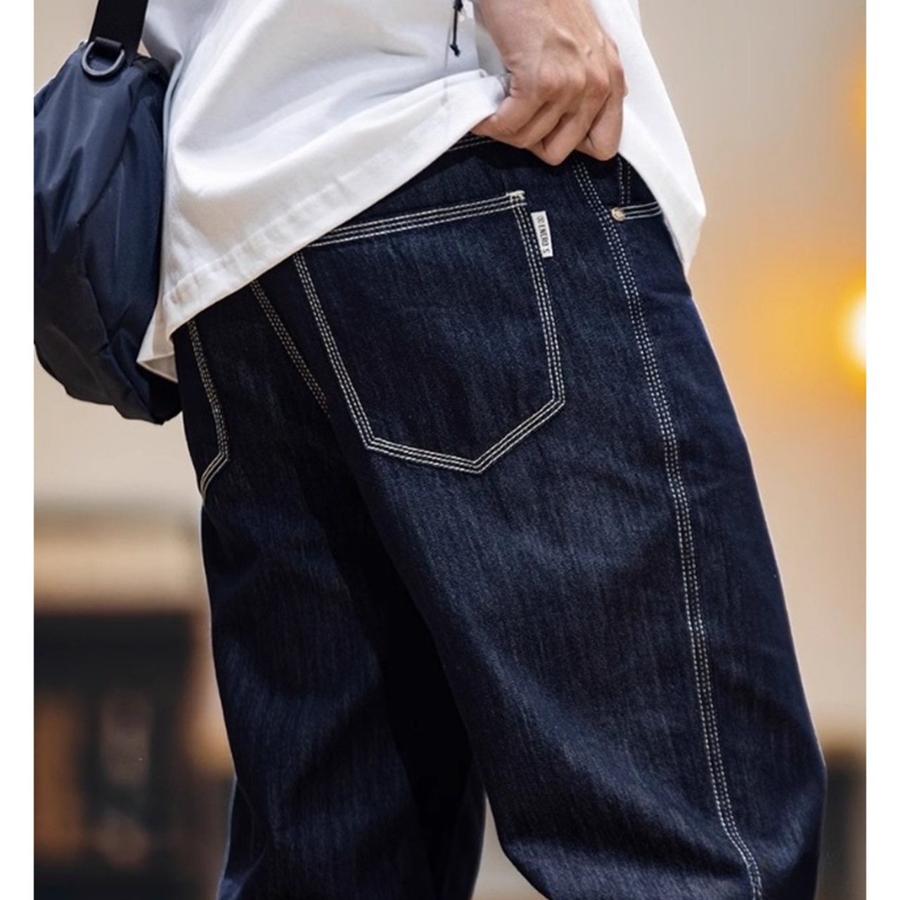 ホワイトステッチストレートデニム 10079