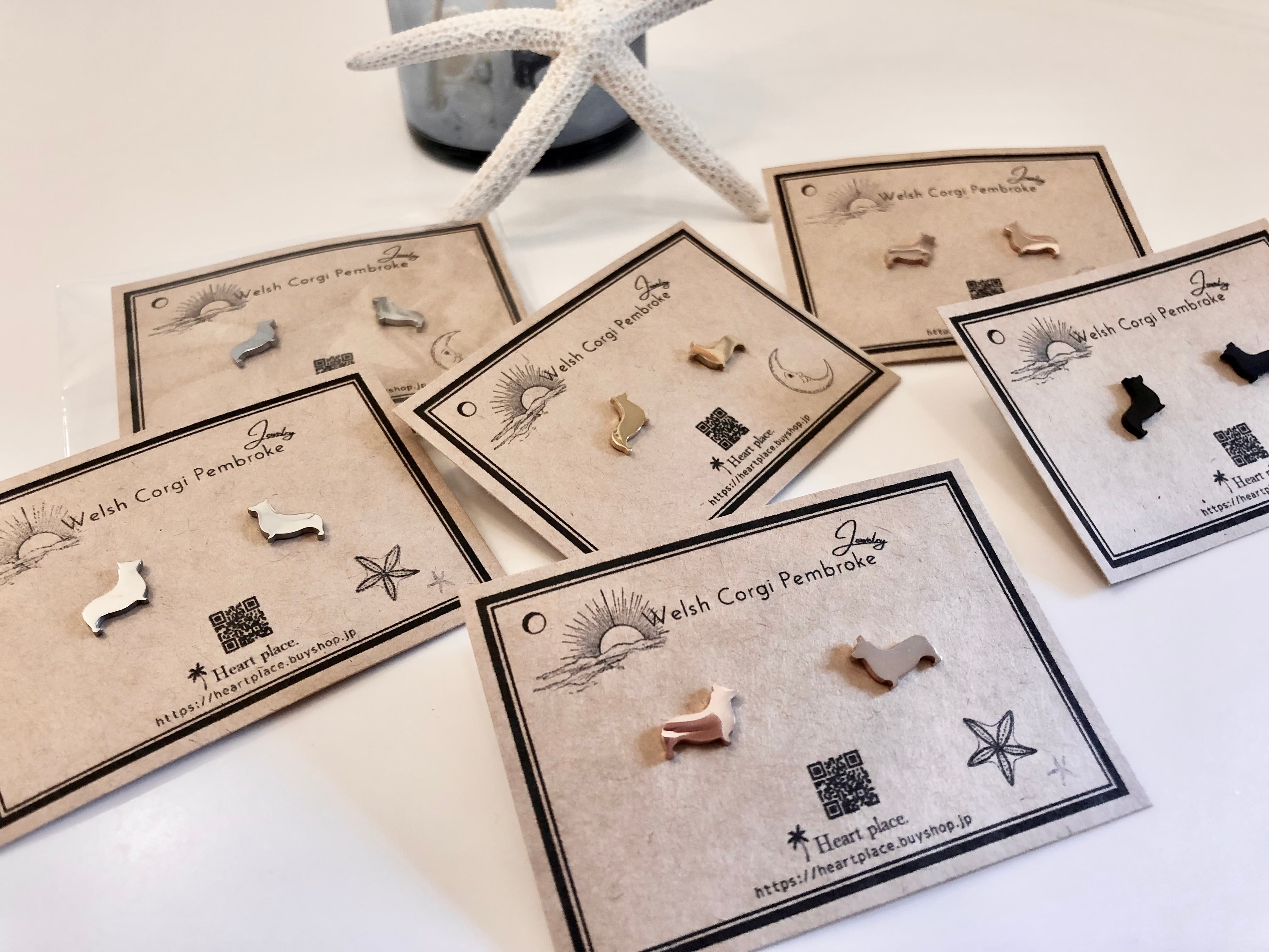 コーギーピアス W.Corgi Silhouette* Pierce コーギー アクセサリー 雑貨 | Heart place.