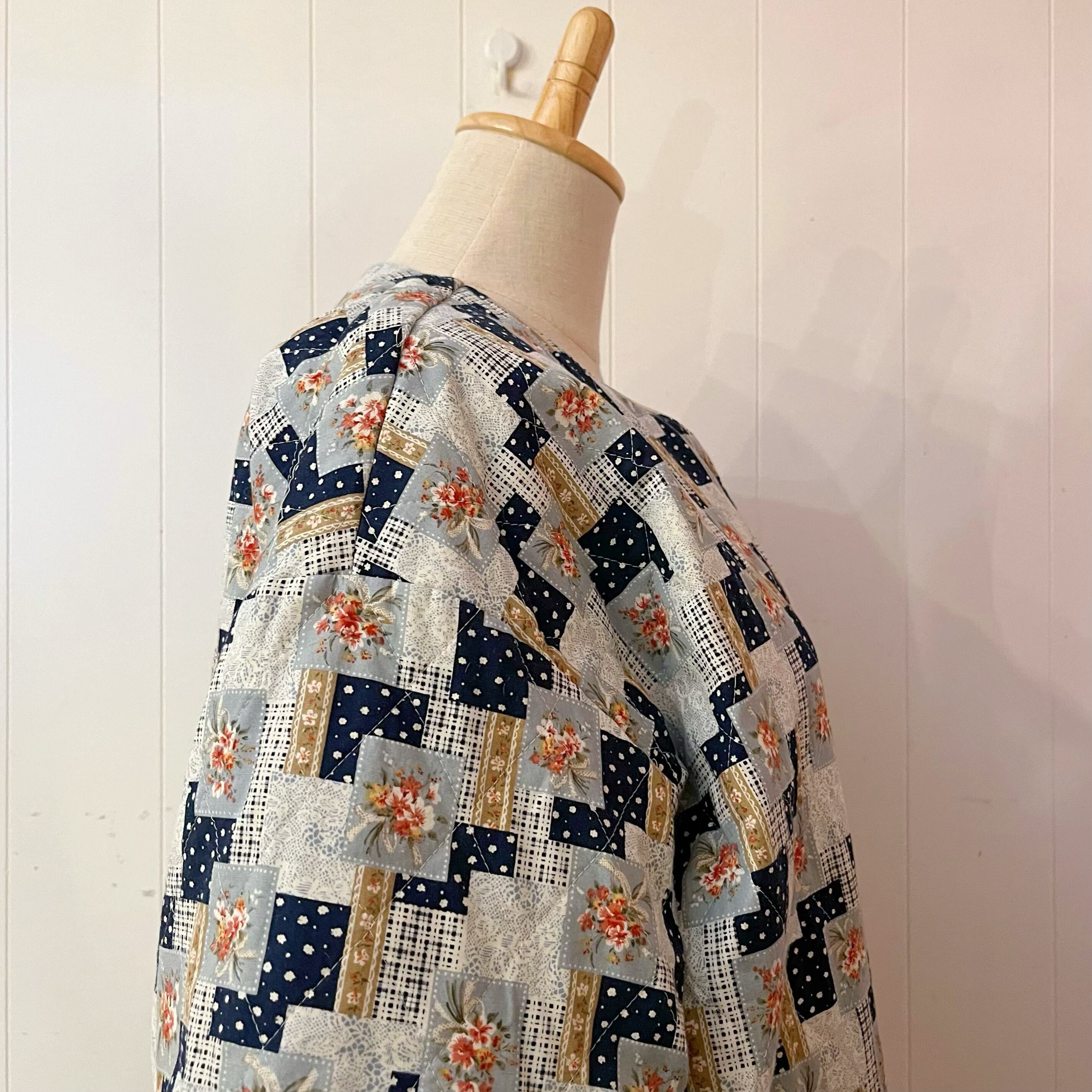 light blue flower quilting coat