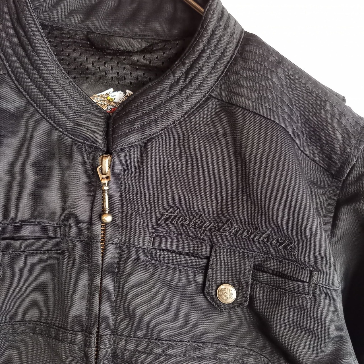 ハーレーダビッドソン　フライトジャケット　刺繍　ブラック　S