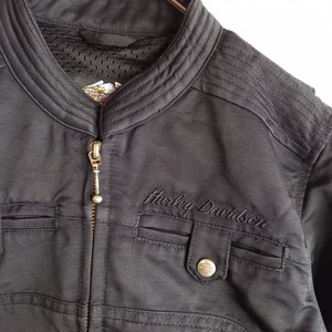 ハーレーダビッドソン　フライトジャケット　刺繍　ブラック　S